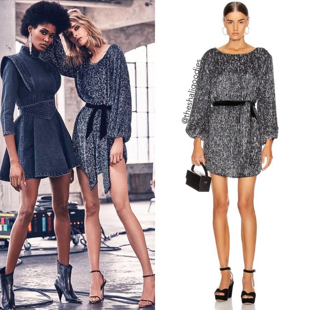 RETROFETE Grace Sequin Mini Dress Silver Black